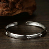 Silver Zircon Shining Stars Women's Open Bracelet SZ0445