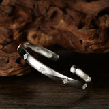 Silver Zircon Shining Stars Women's Open Bracelet SZ0445