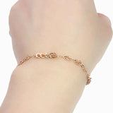 Purple Plated 14K Rose Lace Chain Charm Bracelet Wedding Jewelry