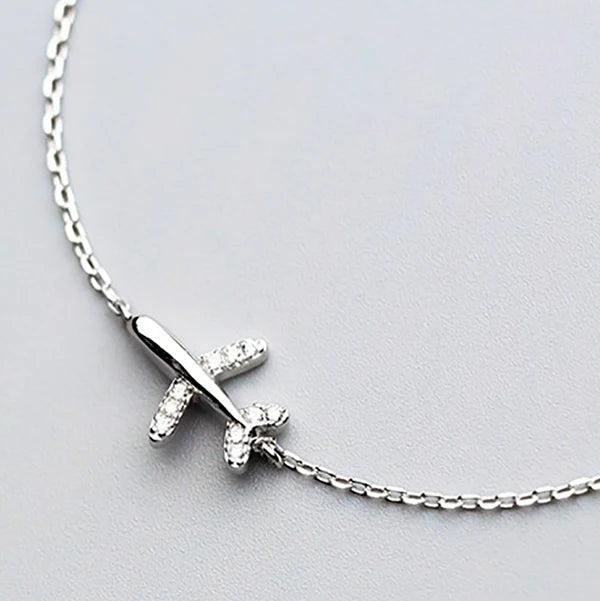 Zircon Airplane Charm Bracelet for Women