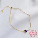 925 Sterling Silver Sweet Purple Heart Zircon Bracelet