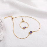 925 Sterling Silver Sweet Purple Heart Zircon Bracelet