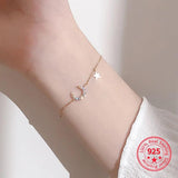 925 Silver Star Moon Hand Charm Bracelet 14k Plated Chain Jewelry