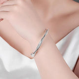 925 Sterling Silver Weave Bracelet Bangle for Women