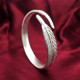 Leaf 925 Silver Cuff Bangle Bracelet