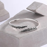 Silver Retro Feather Angel Wings Women's Open Bracelet Gift