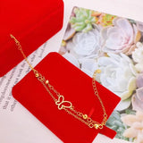 European Fine Woman Party Birthday Butterfly Beads 24KT Bracelet