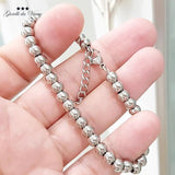 Stainless Steel Beaded Bracelet Women Hook Adjustable Unisex