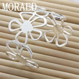 925 Sterling Silver Bangle Bracelet Women Flower Big Bangle Jewelry