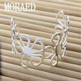 925 Sterling Silver Bangle Bracelet Women Flower Big Bangle Jewelry