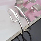 925 Silver Double Line Open Bracelet Bangles For Women
