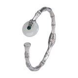 S925 Silver Bamboo Joint Jade Peace Bracelet Retro Gilding Craft