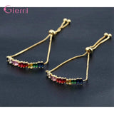925 Silver CZ Charm Bracelet Bangle Wedding Party Jewelry