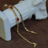 Silver Ruby Diamond Bracelet Chain Charm Fine High-End Jewelry