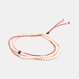Red String Beads Bracelet with Natural Gemstones and Cross Charm