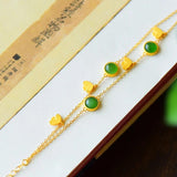 Ancient Hetian Jade Butterfly Bracelet Silver Jewelry