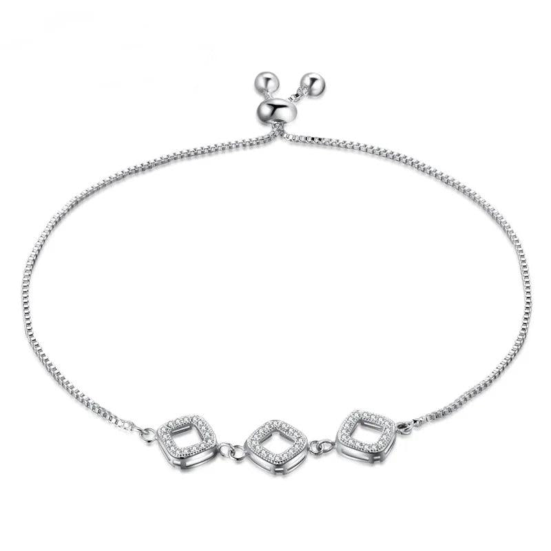 Square Zircon 925 Silver Bracelet BR88