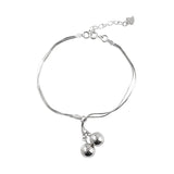 S925 Sterling Silver Double Bell Bracelet for Women Student Jewelry