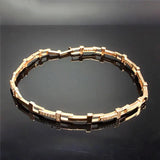 14K Rose Gold Plated Purple Crystal T Letter Bracelet for Women