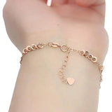Purple Plated 14K Rose Lace Chain Charm Bracelet for Wedding