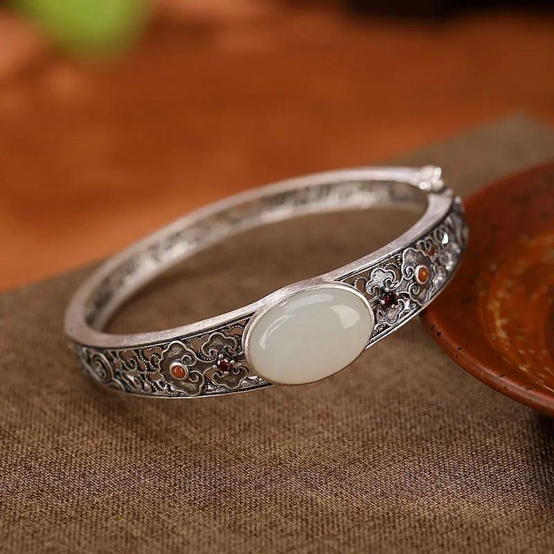 Chalcedony Clouds Bracelet Red Crystal Chinese Charm Jewelry