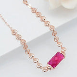 Glamour Bracelet Women 585 Purple 14K Rose Inlaid Ruby Engagement Jewelry