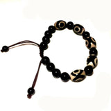 Fengshui DZI 3 Eyes Black&White Agate Bracelet 8mm Beads