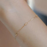 925 Sterling Silver 14k Plated Small Heart Bracelet for Women