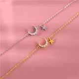 925 Silver Zircon Moon Star Bracelet for Women