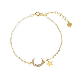 925 Silver Zircon Moon Star Bracelet for Women