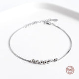 925 Sterling Silver Geometry Silver Beads Box Chain Bracelet for Women Girls
