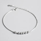 925 Sterling Silver Geometry Silver Beads Box Chain Bracelet for Women Girls