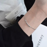 925 Sterling Silver Geometry Silver Beads Box Chain Bracelet for Women Girls