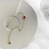 925 Silver Red Zircon Thin Bracelet for Women Jewelry