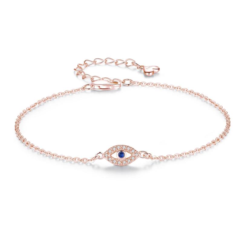 Evil Eye Bracelet 925 Sterling Silver CZ Turkey Adjustable Men Women Jewelry