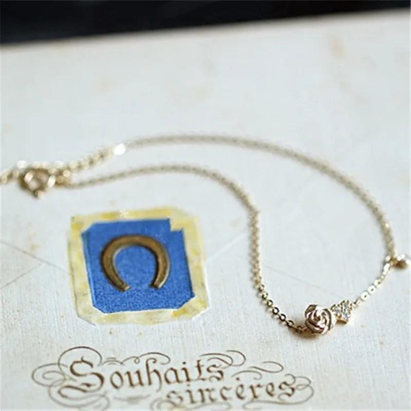 925 Silver Heart Rose Flower Bracelet 14k Plating