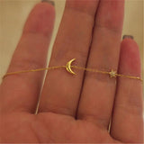 S925 Silver Gold-Plate Moon Star Bracelet Women Cold Wind Niche Hand Jewelry