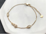 Gourd Inlaid Diamond Chalcedony Bracelet - Women's Silver Jewelry