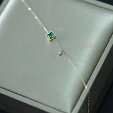 925 Silver Green Zircon Bracelet 14K Gold Women's Jewelry