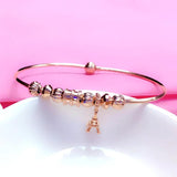 14K Rose Gold Plated Geometric Bead Pendant Charm Bracelet for Women