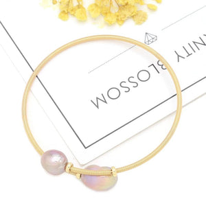 Natural Pearl Bracelet Brass Ring Purple Pearls Charm Bracelet
