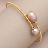 Natural Pearl Bracelet Brass Ring Purple Pearls Charm Bracelet