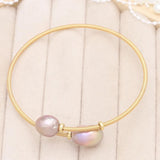 Natural Pearl Bracelet Brass Ring Purple Pearls Charm Bracelet