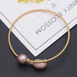 Natural Pearl Bracelet Brass Ring Purple Pearls Charm Bracelet