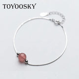 Strawberry Crystal Bead Bracelet 925 Silver Jewelry