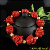 Chinese Buddha Beads Red Cinnabar Bracelet Luck Amulet