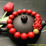 Chinese Cinnabar Jade Lucky Amulet Hand String Bracelet