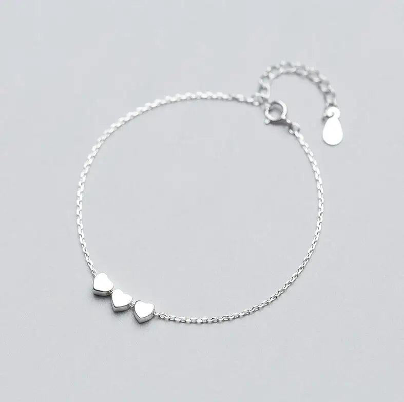 MloveAcc 925 Silver Heart Beads Bracelet Women Jewelry