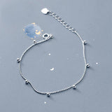 MloveAcc S925 Silver Beaded Chain Bracelet 19.5CM for Women Lady Daughter