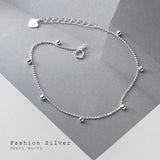 MloveAcc S925 Silver Beaded Chain Bracelet 19.5CM for Women Lady Daughter